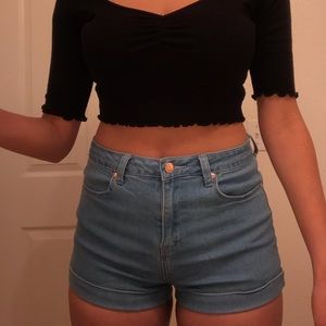 High waisted Light blue shorts